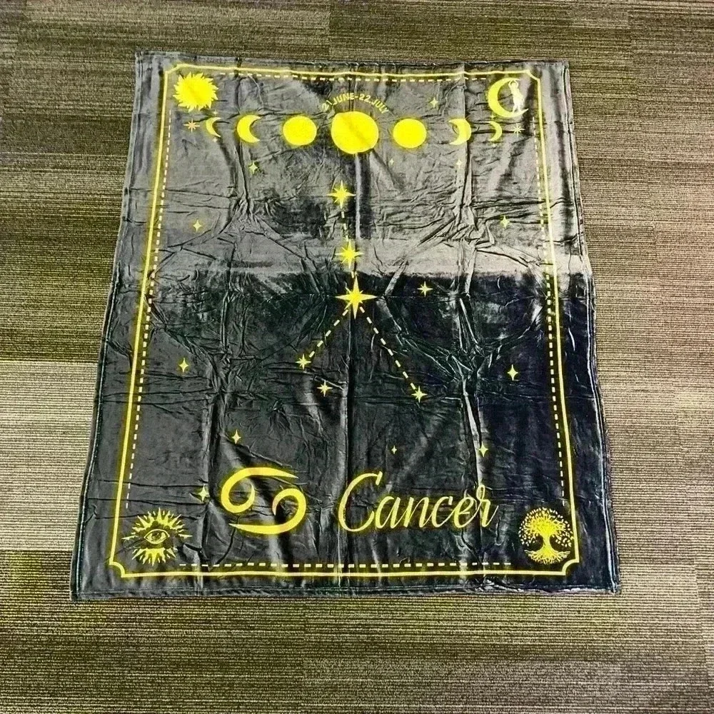 Cancer Zodiac Throw Blanket Gray Yellow 50